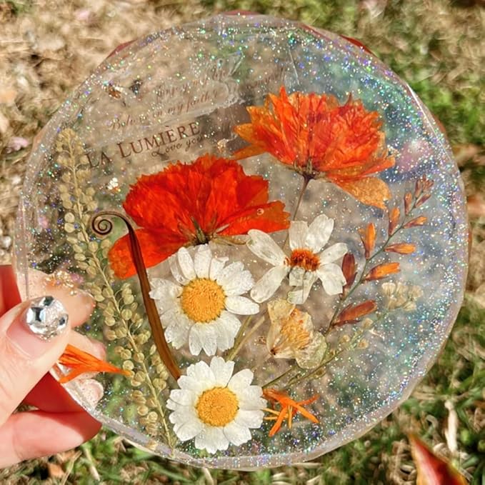 50 Pcs Rainbow-Colored Dried Pressed Flowers for Resin, Natural Dried Flowers Leaves, Real Herbs Kit for Scrapbooking DIY Art Crafts, Epoxy Jewelry, Candle, Soap Making, Nails Decor