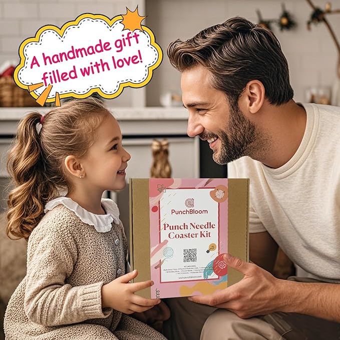 Punch Needle Coaster Kit for Adults Beginners, Easy Punch Embroidery Starter Set with Instructions – Fun Mug Rug Making Kit for Table Decor & Festival DIY Gifts (6pcs Cute Fruits)