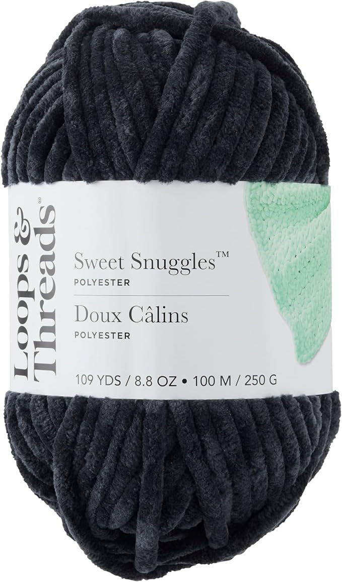 Loops & Threads Sweet Snuggles Yarn - Yarn for Knitting, Crochet, Weaving, and Arts & Crafts - Black, Polyester, 8.8 oz