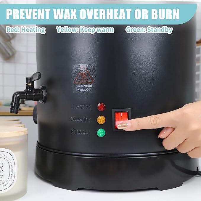 TOAUTO 30Lbs Commercial Wax Melter for Candle Making Large Electric Wax Melting Pot for Candle Making Business with Temperature Control & Quick Pour Spout