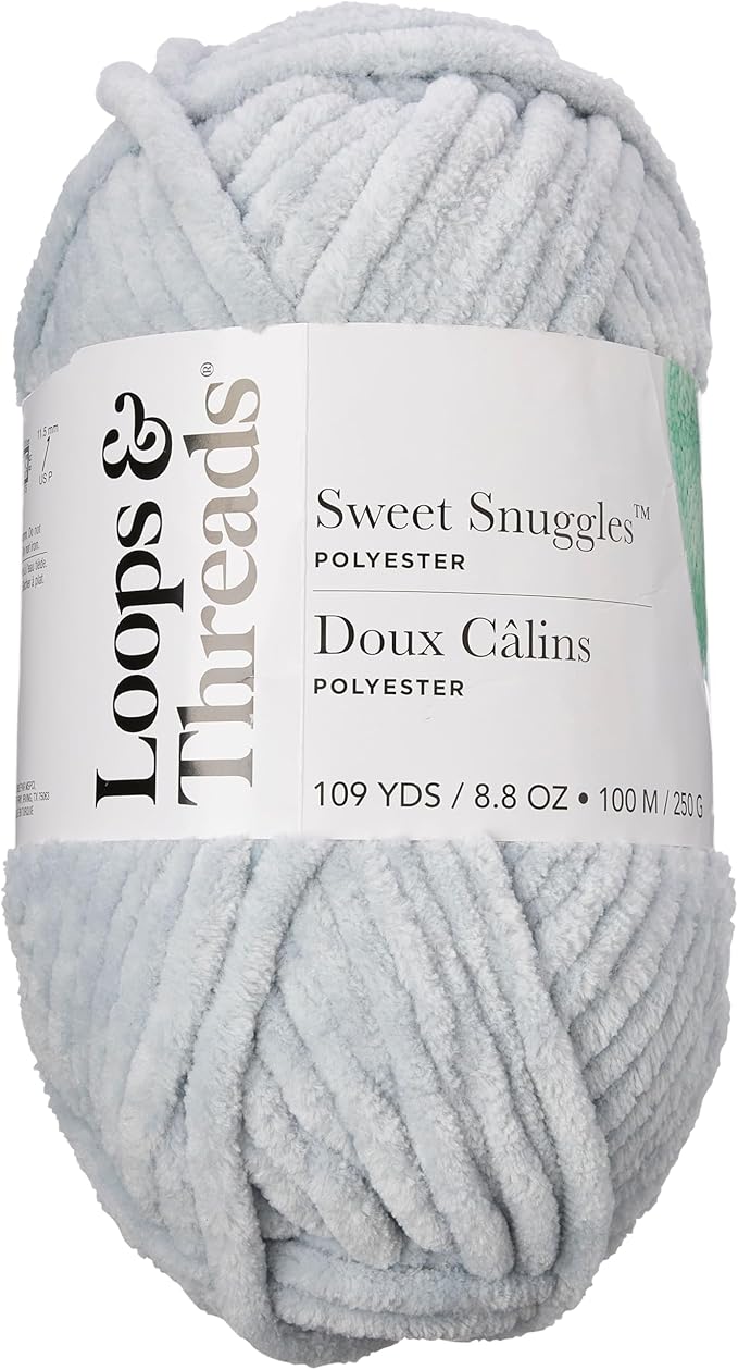 Loops & Threads Sweet Snuggles Yarn - Solid Yarn for Knitting, Crochet, Weaving, Arts & Crafts - Silver, Bulk 18 Pack