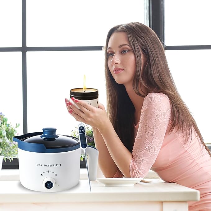 Ksedcon Wax Melter for Candle Making with Thermometer, Electric Wax Melting Pot Kit with Wicks, Double Candle Making Crock Set with Measurements