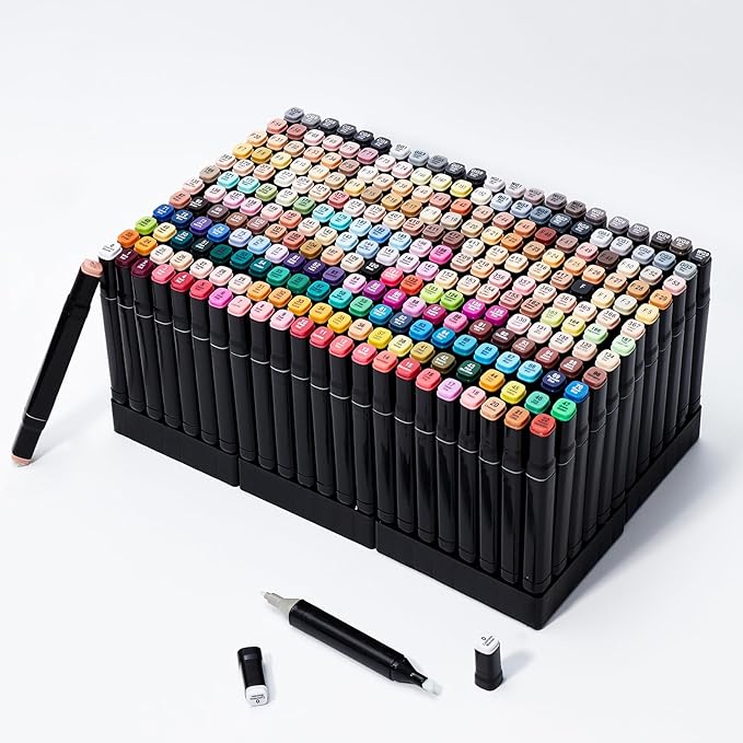 Hopesky 262 Colors Alcohol Markers - Dual Tip Permanent Art Markers Set for Coloring Drawing Painting, Fine and Chisel Tip Alcohol Based Pens with Carrying Case for Adult Artists