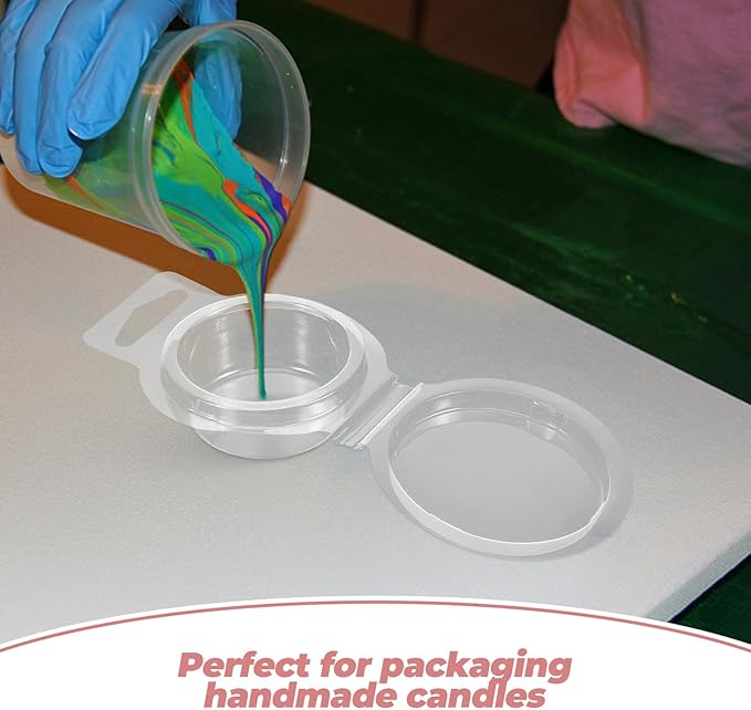 Cabilock 100pcs Clear Plastic Wax Melt Molds Wax Container Clamshells for DIY Candle Making and Soap Crafting Compact Lightweight Packaging Boxes