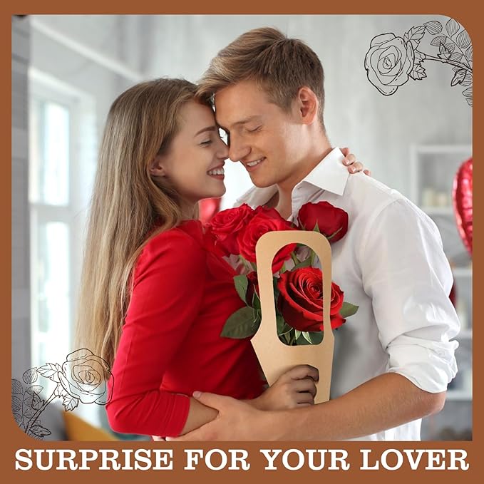 Cyblinia 20 Pcs Flower Bouquet Gift Bags with Handle - Valentine Floral Gift Bags for Florist Shop Packaging Supplies