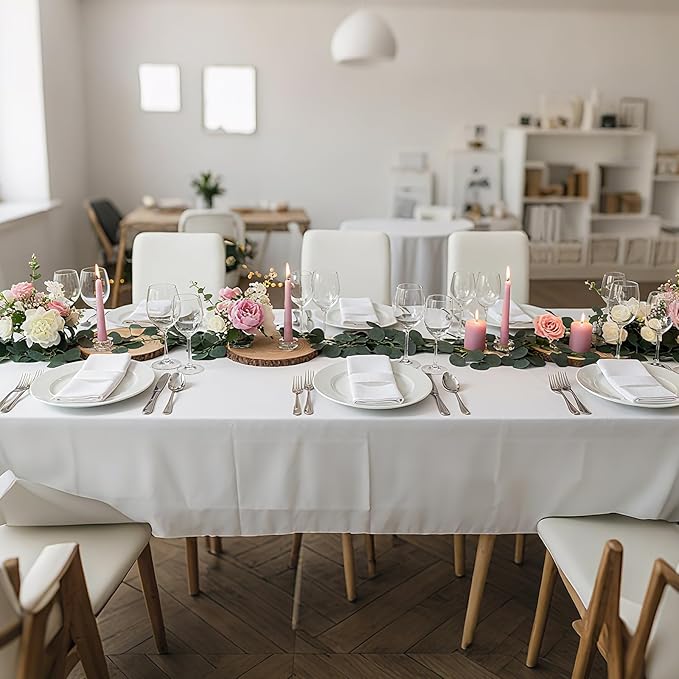 Tioncy 12 Pcs Round Wood Slices Natural Wood Slabs 8-9", 12 Pcs Artificial Eucalyptus Garland 6.6 ft for Christmas Ornaments Centerpiece Rustic Wedding Baby Shower Nature Themed Party Home Decor