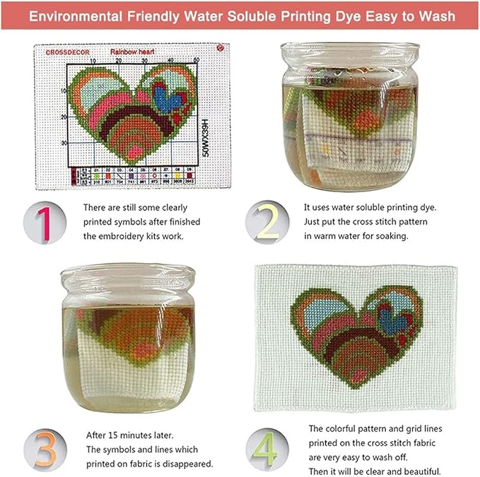 Leczany Cross Stitch Stamped Kit for Adults - Beach House | DIY Embroidery Starter Patterns Craft Kit Needlepoint for Beginner | 11CT, 3 Strands | 13.4x16.9 inches