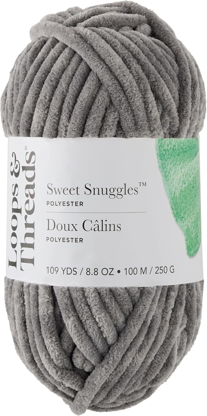 Loops & Threads Sweet Snuggles Yarn - Yarn for Knitting, Crochet, Weaving, and Arts & Crafts - Gray, Polyester, 8.8 oz