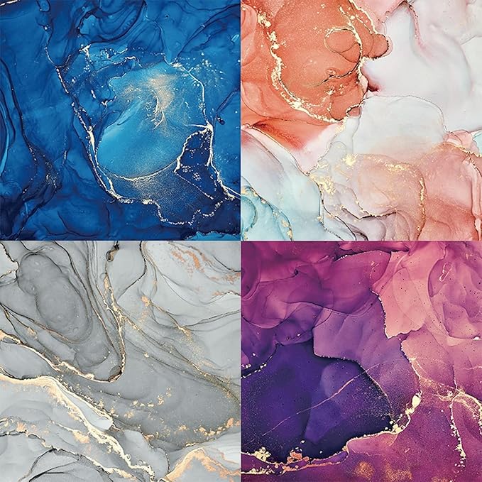 DESEACO Matte Gold Marble Scrapbook Paper Pad 6x6 – 24 Sheets, Vintage Single-Sided Watercolor Cardstock – No Shine – DIY Backgrounds for Journaling, Cardmaking, Crafts & Scrapbooking