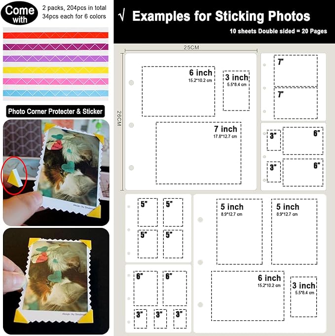 ADVcer 10 Sheets Double Sided Scrapbooking Refill Pages, 9.84x10.24" No Acid Thick Additional Craft Paper Cardboard for ALL ADVcer 10x10 inch Three-Ring Loose-Leaf Binder Photo Album Scrapbook (White)