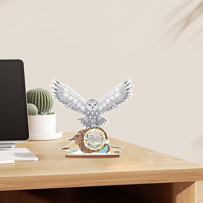 Tontut DIY Diamond Art Painting kit Ornament, Domineering White owl Handmade Three-Dimensional Ornaments, The Perfect Combination of Decoration and Art,Excellent Choice for Home Decoration Gifts