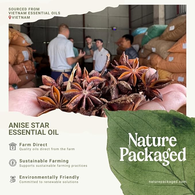 Nature Packaged Star Anise Essential Oil - Direct from Malagassi Essential Oils - Premium Star Anise Seed Oil for Aromatherapy, Diffuser, Candle, Soap, Skin and Hair (8oz)