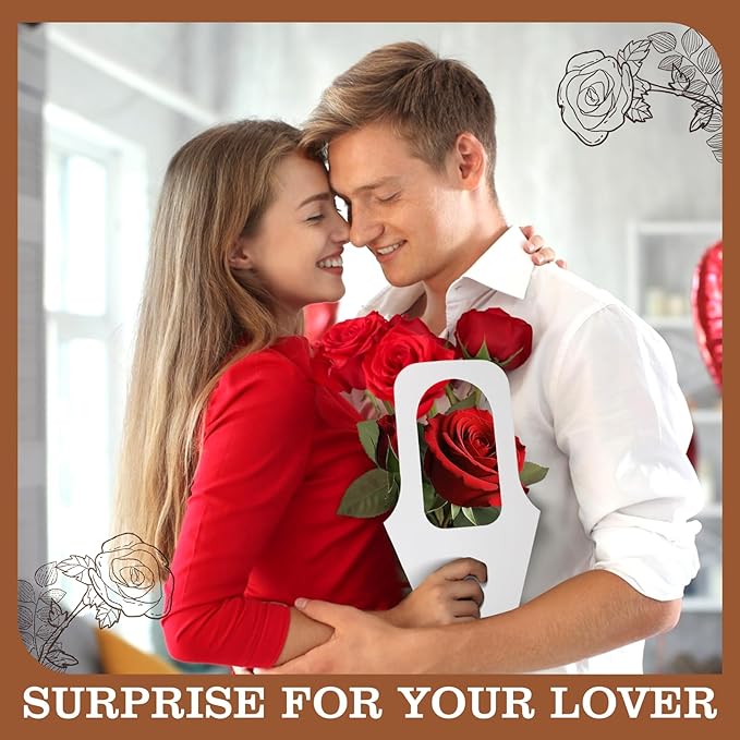 Cyblinia 20 Pack Flower Bouquet Bags with Handle Paper Flowers Gift Bags Flower Wrapping Paper Bags for Flower Shop, Home, Party Scene