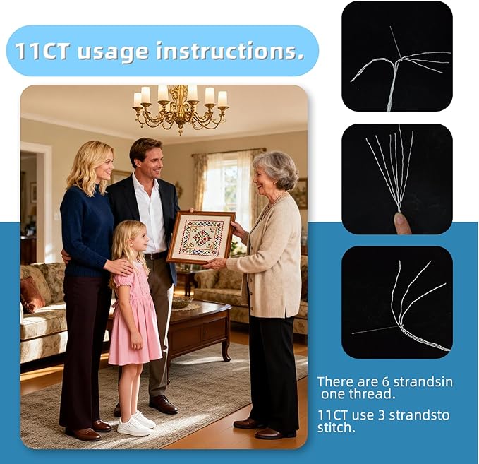 Custom Photo Stamped Cross Stitch Kits with Pre-Printed Pattern for Beginners. The Easy Beginner Cross Stitch & Needlepoint Kits for Adults to Create Personalized Gifts11CT-Custom Size Available