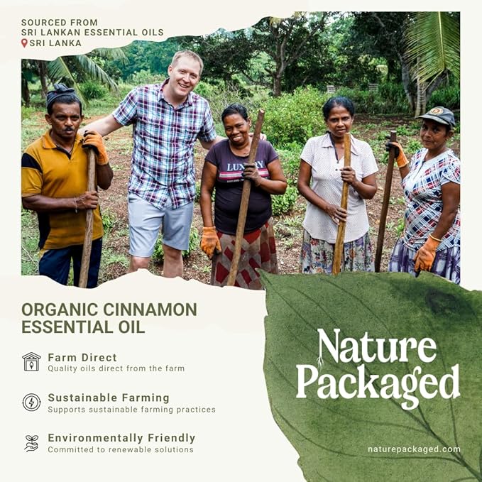 Nature Packaged Organic Cinnamon Essential Oil - Direct from Sri Lankan Essential Oils - 100% Pure - Natural Aceite de Canela for Aromatherapy & Wellness - Premium Grade (15ml)
