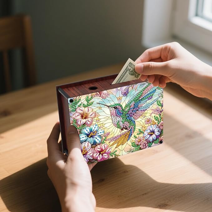 DIY Diamond Painting Money Box Kit, Bird Adult 5D Diamond Art Money Box, Creative Coin Diamond Art Storage Jar, Suitable for Birthdays, Christmas, Home Decor Handicraft Gifts
