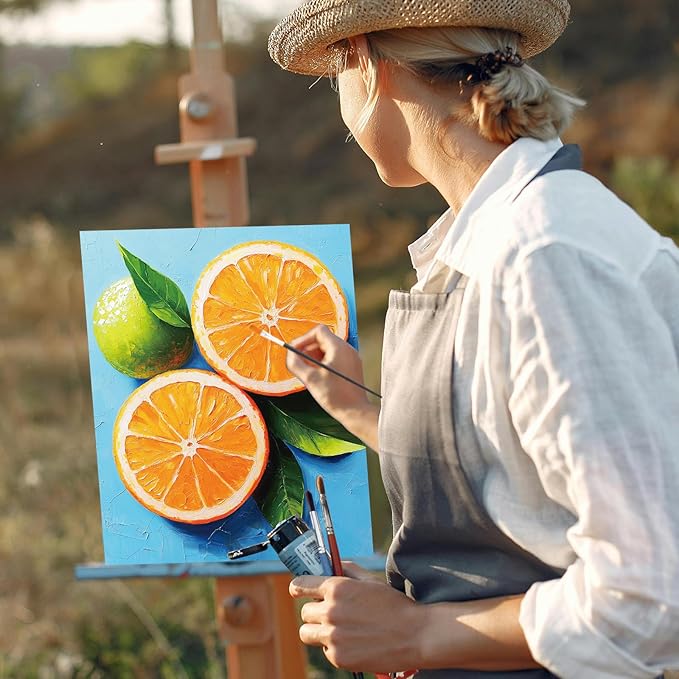 Cholemy 36 Pcs Valentine Paint and Sip Kit for Adults 8''x10'' Pre Drawn Canvas for Painting DIY Afro Acrylic Painting Kit Wood Easel Brushes Date Night Bulk for Party Gifts(Colorful Fruits)