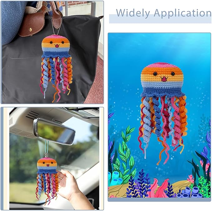 Tavkite Crochet Kit for Beginners, 6 Pack Jellyfish Crochet Starter Kit with Instructions and Video Tutorials, Easy to Learn Crochet Animal Kit for Adults, Knitting Kit for Beginner DIY Craft