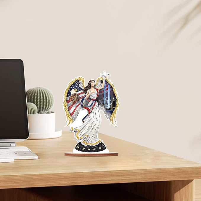 Tontut DIY Diamond Art Painting Kit Ornament, Flag Lady Liberty Handmade Three-Dimensional Ornaments, The Perfect Combination of Decoration and Art,Excellent Choice for Home Decoration Gifts