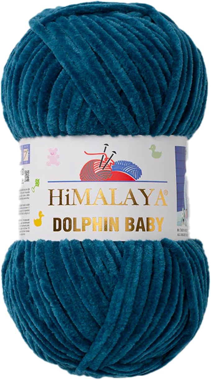1 Skein/Pack Himalaya Dolphin Baby Chenille Yarn, Each Ball 100 gr (3.5 oz), 120 m (132 Yards), 100% Polyester, Super Bulky Baby Blanket Velvet Amigurumi Yarn, 80348 - Emerald
