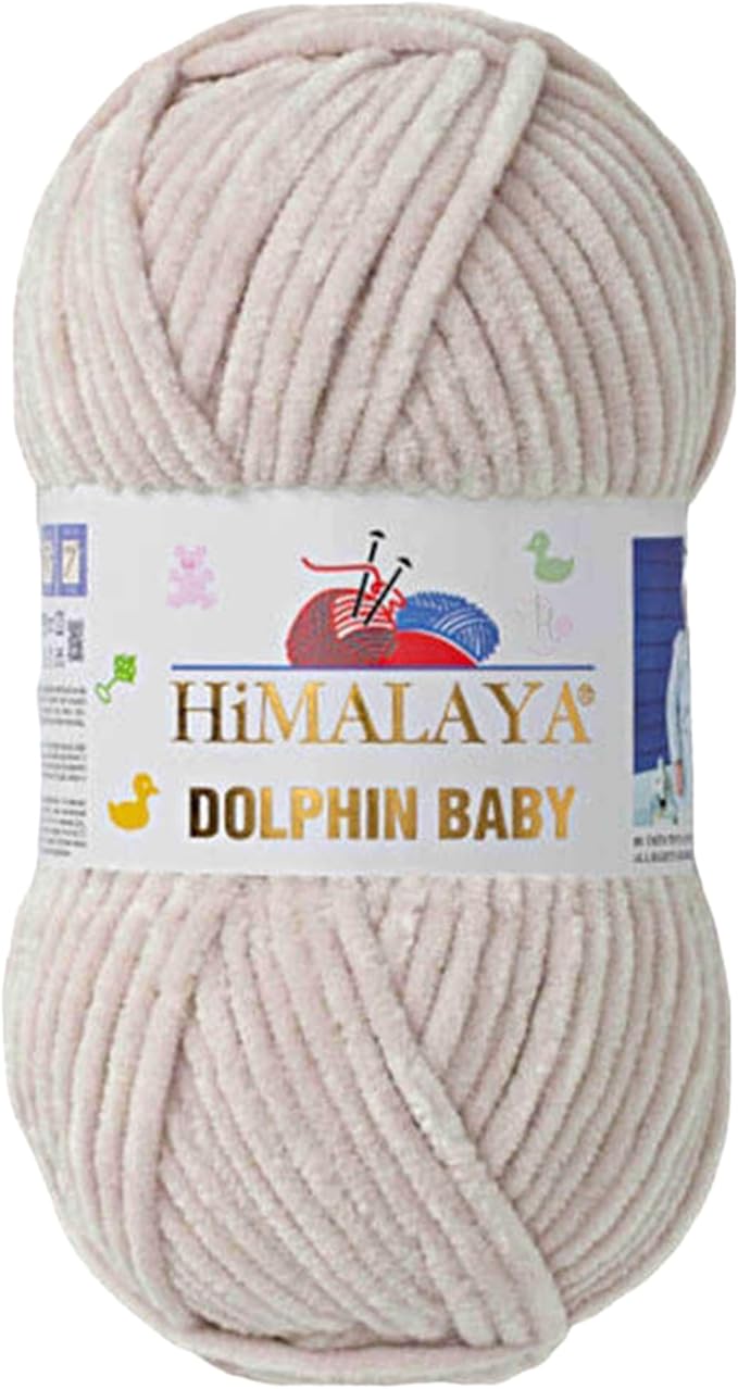 1 Skein/Pack Himalaya Dolphin Baby Chenille Yarn, Each Ball 100 gr (3.5 oz), 120 m (132 Yards), 100% Polyester, Super Bulky Baby Blanket Velvet Amigurumi Yarn, 80342 - Light Beige