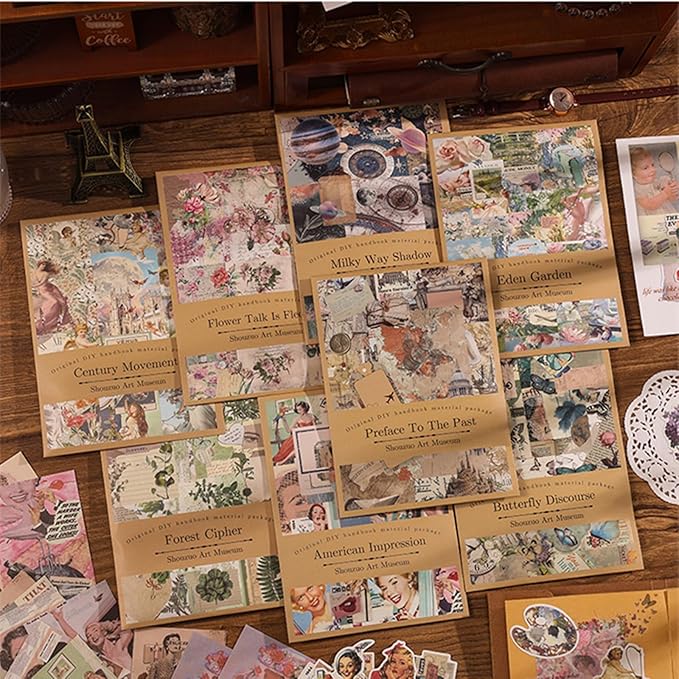 100 Pieces Vintage Scrapbook Supplies Ephemera Pack for Junk Journal Planners Scrapbooking Paper Stickers for Art Aesthetic Journaling Kit Collage Decoupage Album (Old Story)