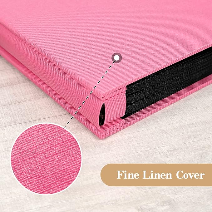 potricher Small Photo Album 4x6 300 Photos Linen Cover Picture Photo Book for Family Wedding Anniversary Baby Vacation (Pink,300 Pockets)