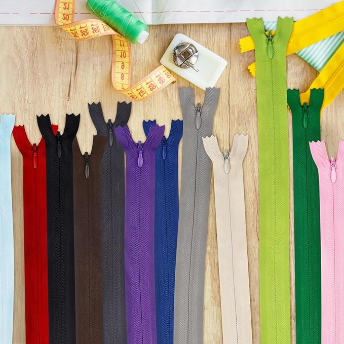 Invisible Zippers for Sewing, DOITEM 45pcs 35CM / 14 Inch Invisible Multicolor Nylon Coil Zippers for Sewing and Crafts 15 Colors