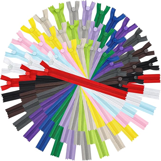 Invisible Zipper, DOITEM 45pcs 8 Inch 12 Inch 16 Inch Invisible Multicolor Nylon Coil Zippers for Sewing and Crafts 15 Colors