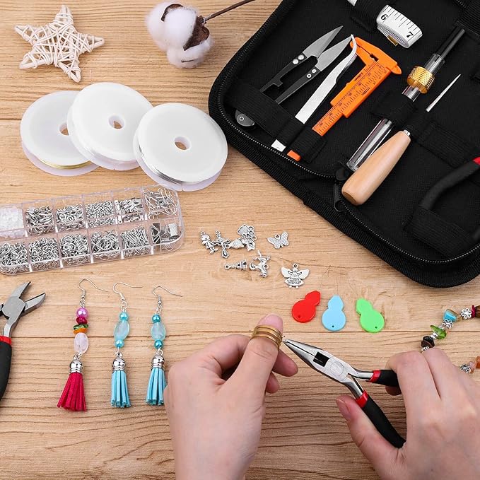 Audab Jewelry Making Kit with Tools, Wires, Charms and Findings for Jewelry Making and Repair
