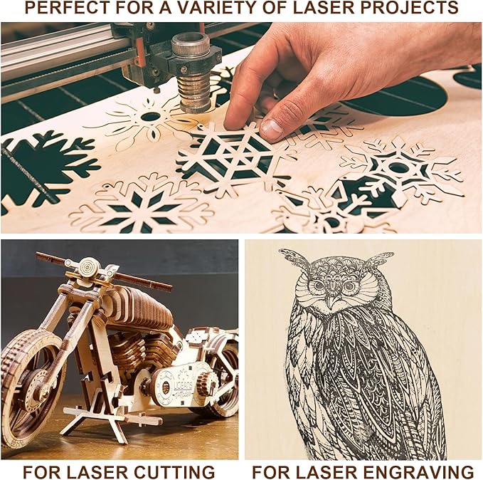 6 Pack Basswood Sheets for Crafts - 12 x 18 x 1/8 Inch - 3mm Thick Large Plywood Sheets Unfinished Bass Wood Boards for Laser Cutting, Wood Burning, Architectural Models, Staining