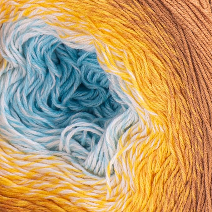 1 Skein/Pack Yarnart Flowers Gradient Yarn, Each Ball 8.8 Oz (250gr) / 1094 Yards (1000m), 55% Cotton 45% Acrylic, Superfine Fingering Weight for Knitting and Crochet, 309 - Yellow Blue