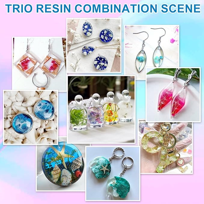 JDiction UV Resin Trio Bundle - 300g Total - Regular, High Viscosity/Thick and Low Viscosity/Thin Crystal Clear UV Resins for Jewelry Making, Doming, Coating, Detail Molds and Casting Resin Crafts