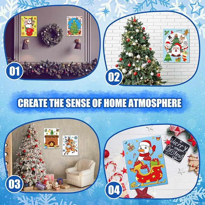 Sherr 140 Pcs 20 Set Pre Drawn Canvas Kit for Painting Craft Sip and Paint Kit for Adults Pre Printed Canvas Painting Favor for Virtual DIY Birthday Gifts Adult's Date Party(Christmas)