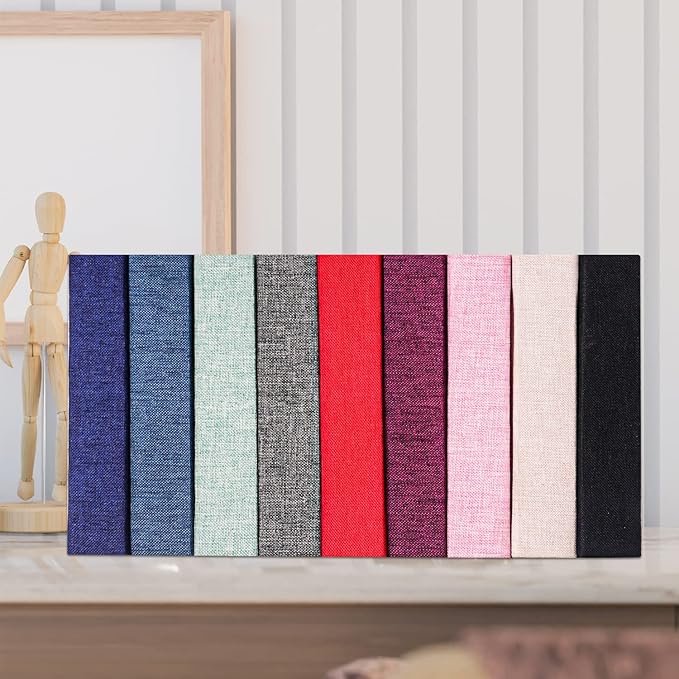Vienrose Photo Album 4x6 50 Pockets Linen Frame Cover with Memo Areas Photobook Mini Slip-in Picture Book for Wedding Baby Vacation, Lightblue