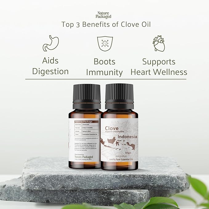 Nature Packaged Clove Essential Oil - 100% Pure Steam Distilled Natural Aceite de Clavo from Indonesia for Aromatherapy & Wellness - Premium Grade (8oz)