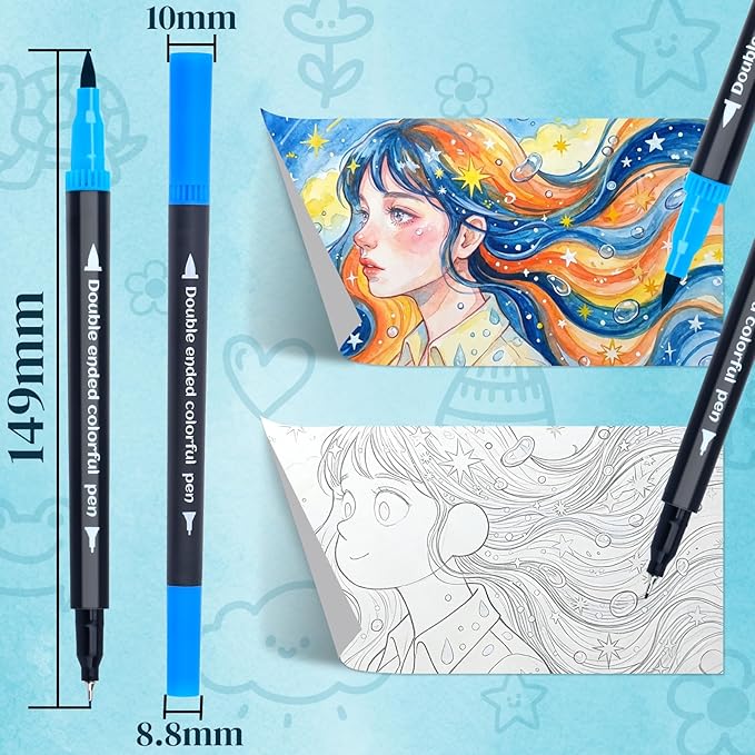 SZTCECDM 60 Colors Dual Tip Brush Pens, Fine Point & Flexible Brush for Watercolor Painting, Calligraphy & Markers for Adult Coloring Books, Artist Markers Set with Carrying Case