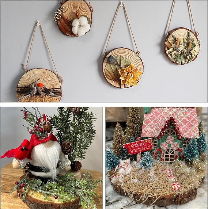 46 PCS Unfinished Wood Slices for Centerpieces, 4.7-5.5 Inch Natural Wood Slices with Tree Bark Pine and Wood Rounds Discs for DIY Crafts, Centerpieces, Art & Decor