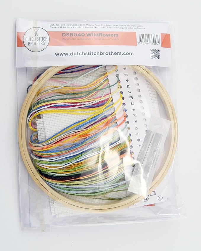 DUTCH STITCH BROTHERS - Wildflowers Counted Cross Stitch 6" Hoop and Pattern Included - Cross Stitching Kits for Adults Advanced and Beginners
