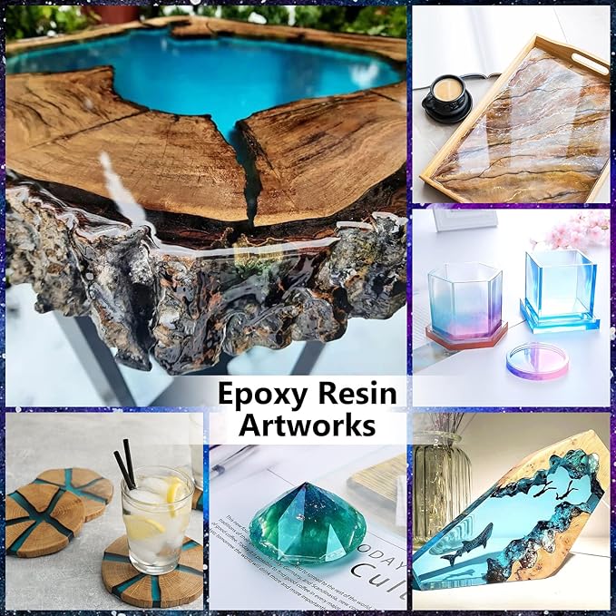 Epoxy Resin 64OZ - Crystal Clear Epoxy Resin Kit - No Yellowing No Bubble Art Resina Casting Resins for Art Crafts, Jewelry Making, Wood & Molds(32OZ x 2)