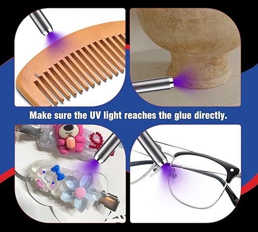 UV Resin Kit with Light, 60g UV Glue with Rechargeable Light, 5 Second Fast Cure UV Glue Adhesive, Clear Repair Kit for Welding Resin, Jewelry Bonding, Plastic, Glass, Acrylic, Craft Decoration
