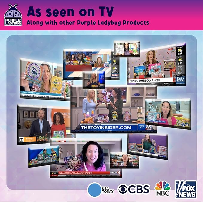 PURPLE LADYBUG Kids Picture Frame Mosaic Kit with Sparkly Gems - Fun Arts & Crafts for Girls 8-12 6-8, Great Gifts for Valentines Birthday for 6 7 8 9 10 11 12 Girls - Ideal for Sleepovers, Playdates