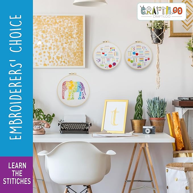 CRAFTILOO Embroidery Kit for Beginners Cross Stitch Kits for Beginners Needlepoint Kits for Adults Embroidery Kits for Adults Cross Stitch kit Elephant