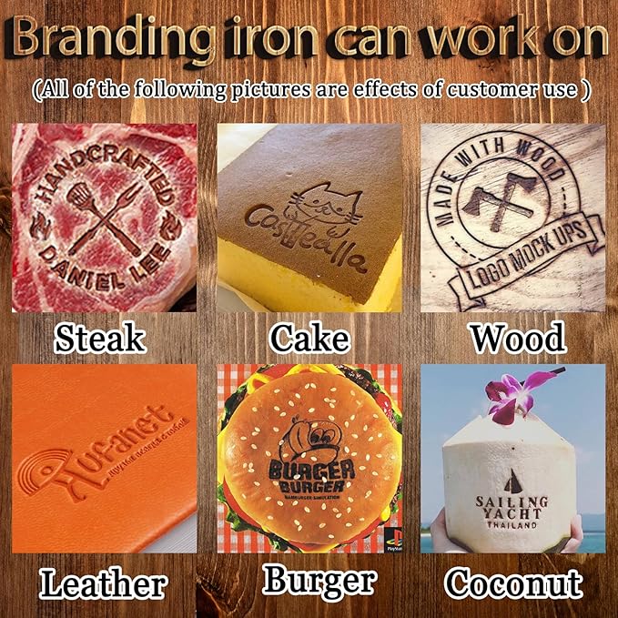 Custom Electric Branding Iron Personalized Logo Metal Branding Iron Business Stamp for Wood Leather Food Wedding Design, Electric Heated,Black Adjustable Temperature Iron(1-3inch)