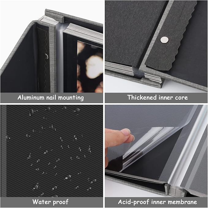 Zesthouse Photo Album Self Adhesive Pages, 60 Pages Magnetic Scrapbook Albums with Sticky Page, Photos Album Holds 8x10 & 5X7 & 4x6 & 6x8 & 3x5, Large Picture Book Ideal Gift for Family Wedding Baby