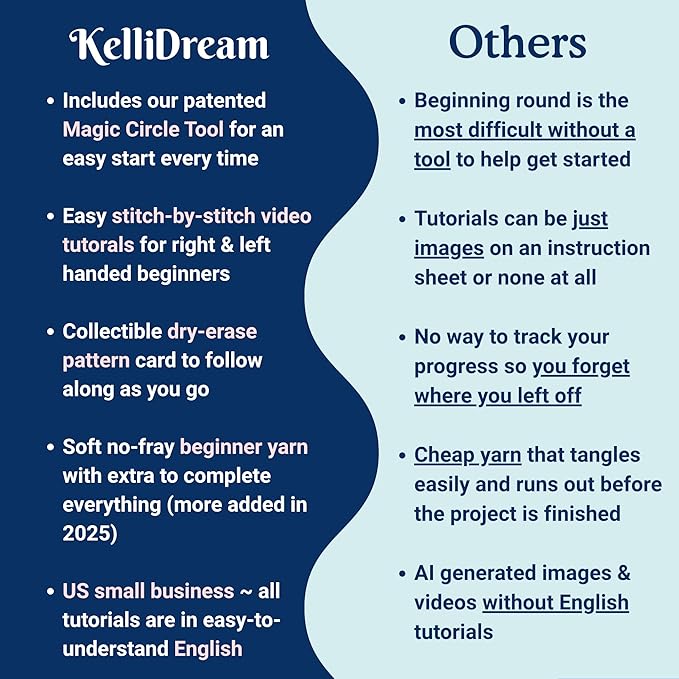 KelliDream Magic Circle Tool Inclusive Learn to Crochet Kit for Beginners; Step-by-Step Video Tutorials; All Supplies to Make Cute Amigurumi (Sea Creatures)