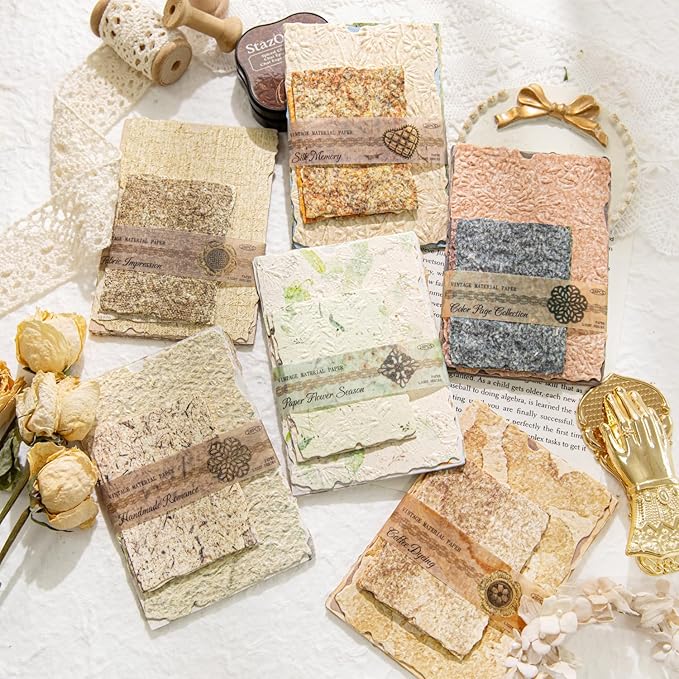 168 Sheets Scrapbook & Embossed Textured Paper Assorted Set - 6 Pack Mixed Special Papers for Scrapbooking Planner Bullet Junk Journal Supplies Collage Card Embellishment 2.4x3.2, 3.4x4.9 Inch