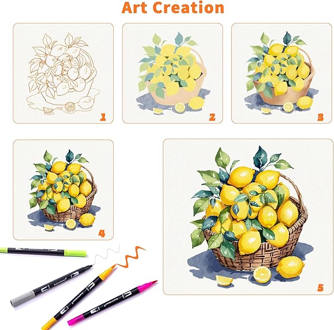 Abvqr Dual Markers Brush Pens, 120 Coloring Pens for Adults – Premium Art Supplies for Adults, Perfect for Coloring Books, Hand Lettering, Calligraphy, and Drawing