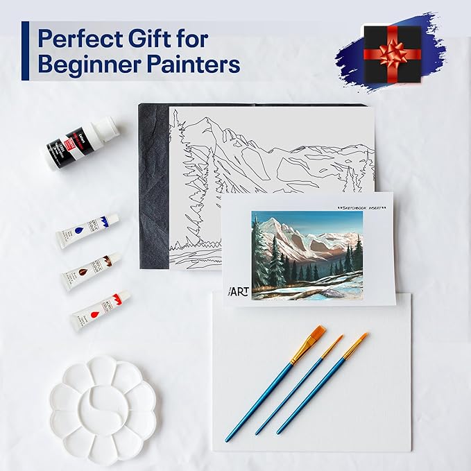 Painting4Real DIY Art Painting Kit for Adults – Learn to Paint Alpine Morning with Video Tutorials – 9 Pieces Acrylic Paint Set for Adults –Perfect Christmas Crafts & Holiday Gifts for Art Lovers