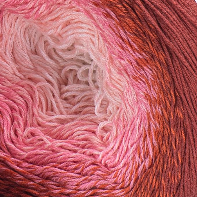 2 Skein/Pack Yarnart Flowers Gradient Yarn, Each Ball 8.8 Oz (250gr) / 1094 Yards (1000m), 55% Cotton 45% Acrylic, Superfine Fingering Weight for Knitting and Crochet, 288 - Salmon